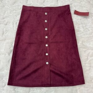NWT Love Scarlett Deep Wine Button-Down Midi Skirt Size Medium
